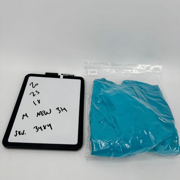 Chico's Blazer Womens Medium Maui Blue Linen Blend Semi Sheer 3/4 Sleeve NEW - Picture 9 of 9